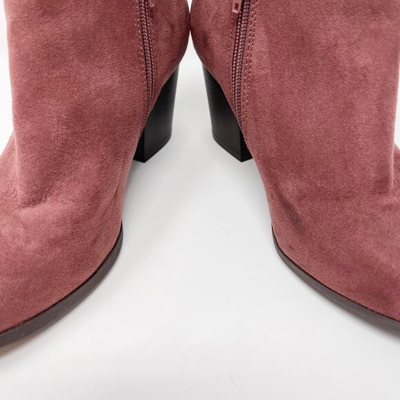 Style & Co Womens Size 6 Red Masrinaa Double Zip Ankle Booties Faux Suede - Picture 9 of 10